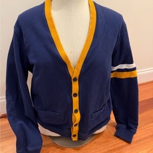 Brooks Brothers Navy Cardigan with Gold Trim